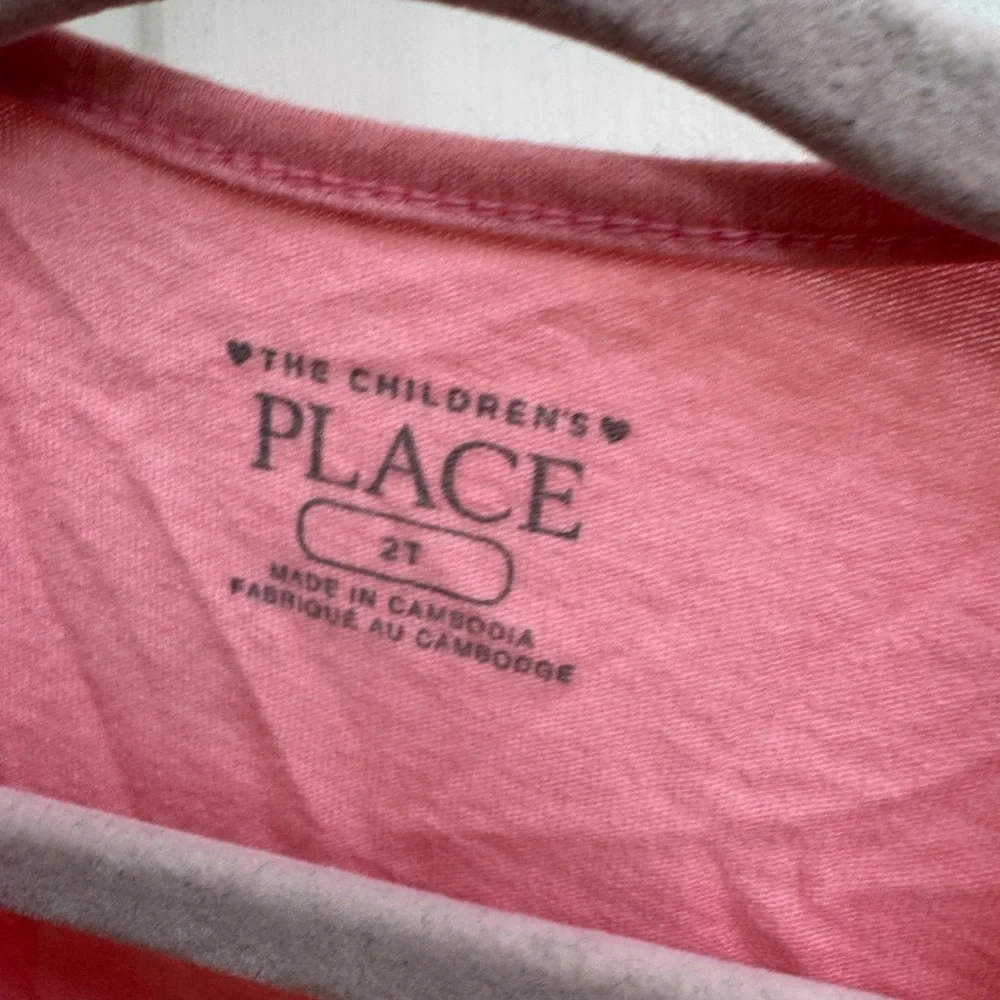 The Children's Place 2T Girls Pink & White Unicorn Pony Floral Tank Top Shirt